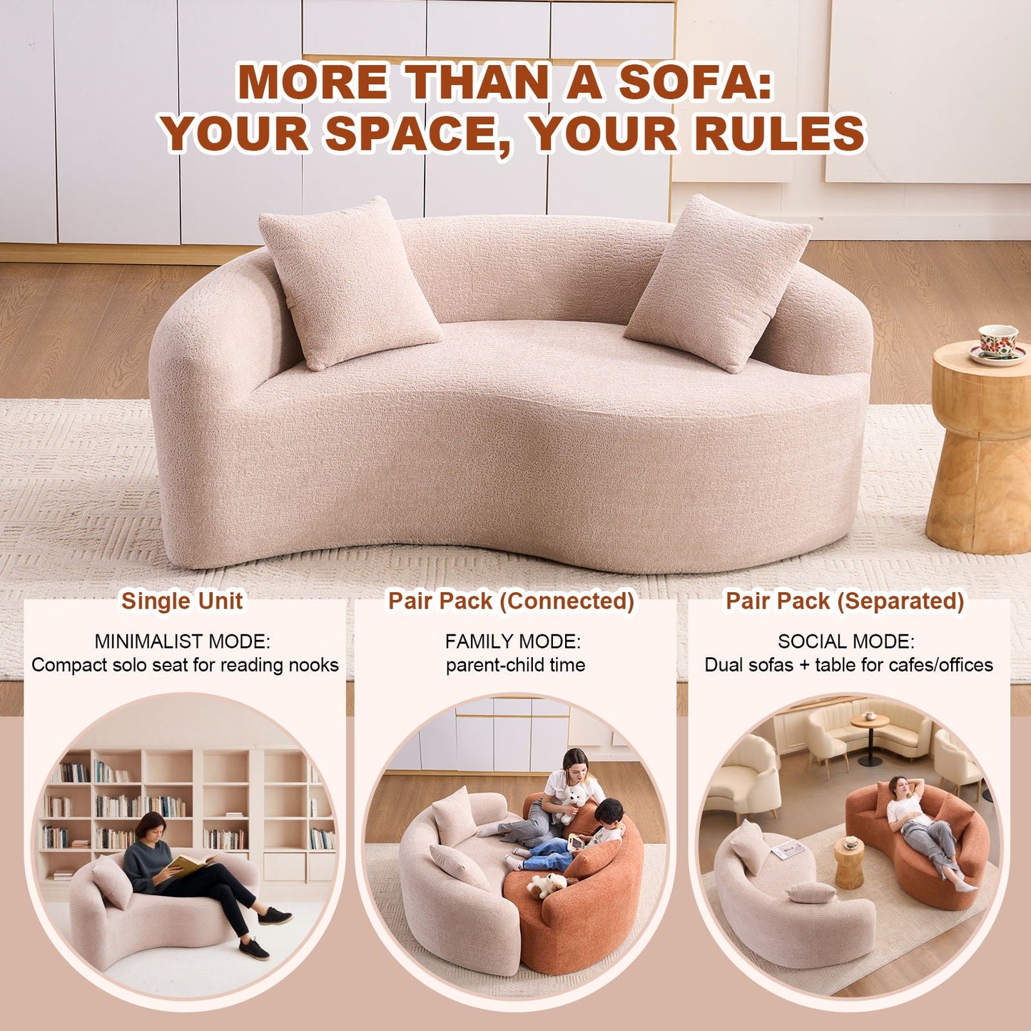 Tai Chi - Curved Dual Depth Loveseat