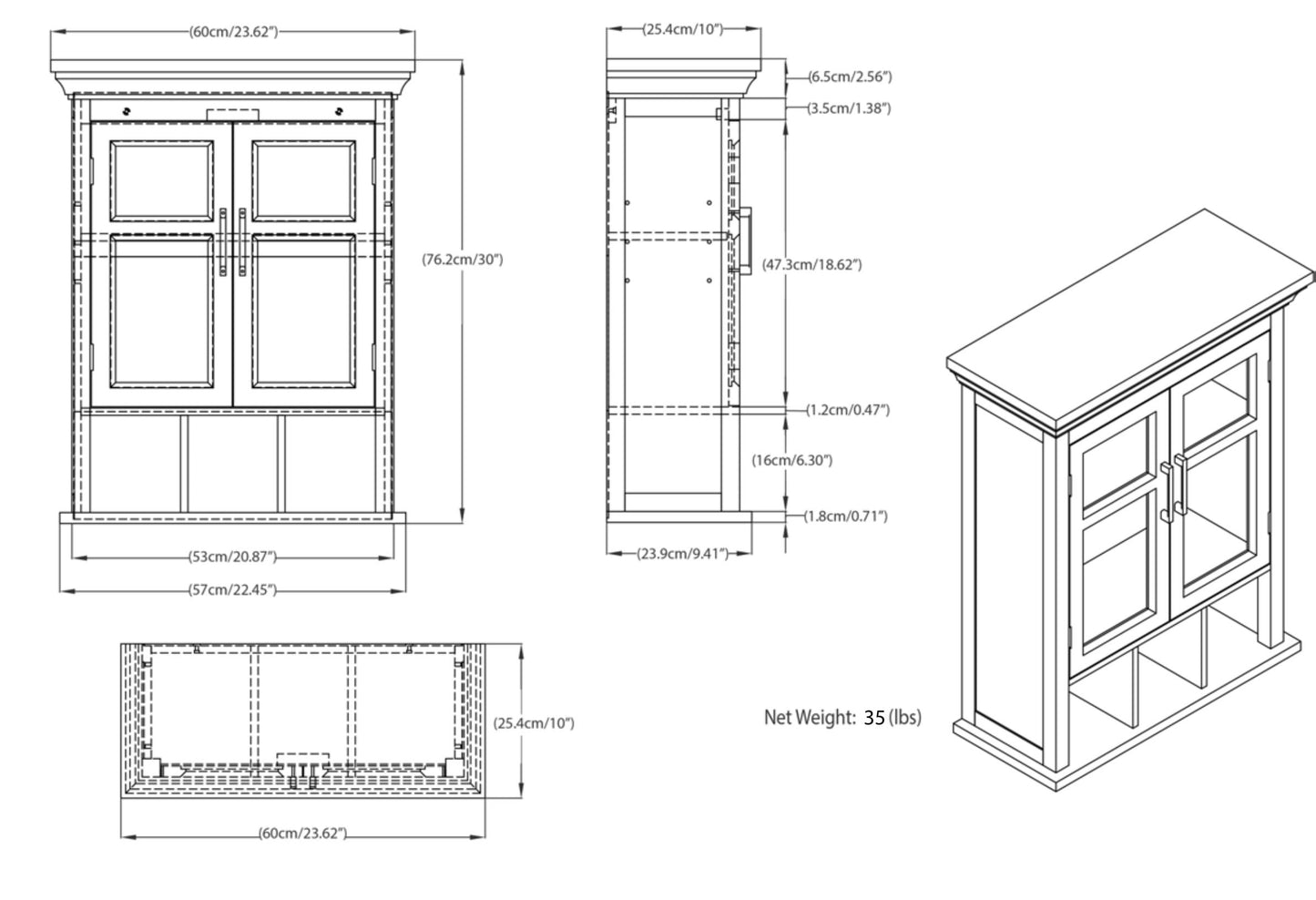 Avington - 2 Door Wall Cabinet With Cubbies - Pure White
