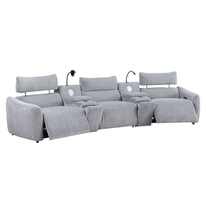 Fullar - RAF Modular Power Motion Recliner - Light Gary Chenille
