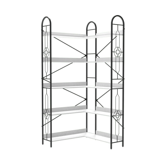 Industrial Style Corner Bookshelf With Thickened Iron Frame