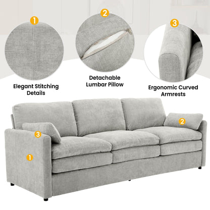 Cozy Upholstered 3 Seater Sofa With Double Cushion