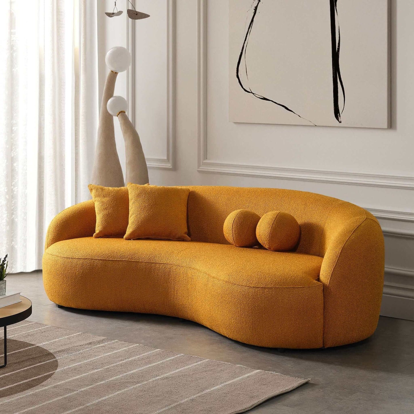 Drake - Japandi Style Curvy Boucle Sofa