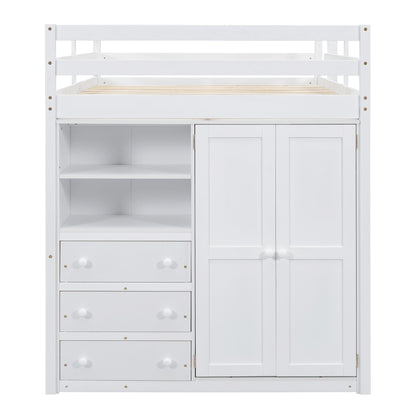 Loft Bed With Built In Wardrobe, Shelves And Drawers