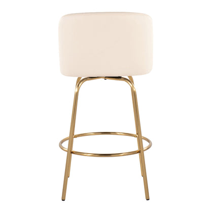 Toriano - Contemporary, Fixed Height Counter Stool With Swivel With Round Footrest (Set of 2)