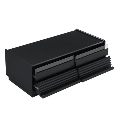 Modern Rectangle Coffee Table With 4 Drawers And 2 Display Shelves