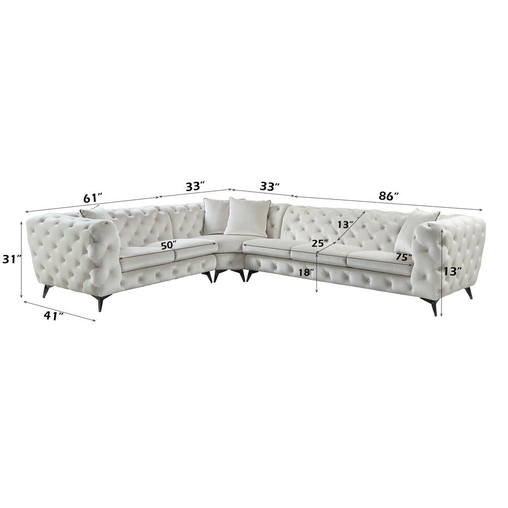 Atronia - Sectional Sofa With 4 Pillows - Beige Fabric