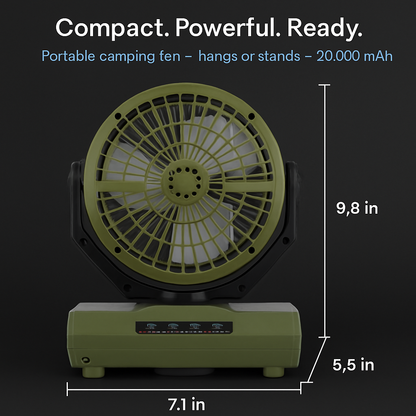 Oscillating Camping Fan with Flashlight, Remote Control