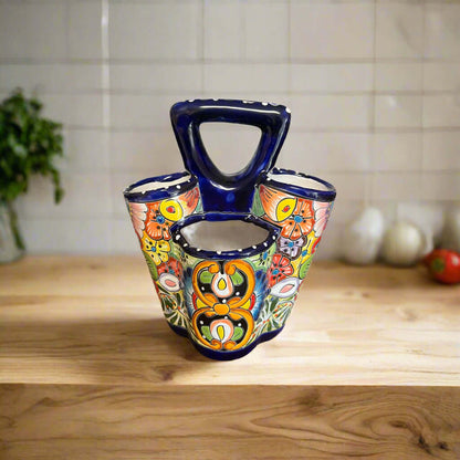 Talavera Utensil Holder | Hand-Painted Mexican Kitchen Organizer