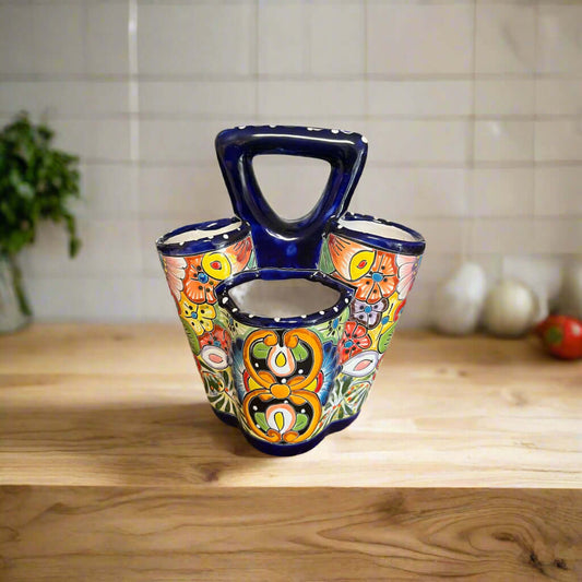 Talavera Utensil Holder | Hand-Painted Mexican Kitchen Organizer