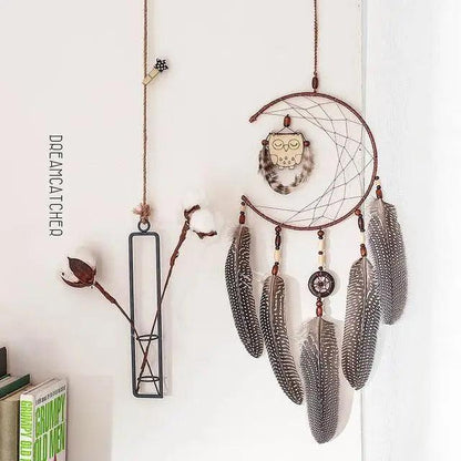 New Luxury Original Silver Gray Dream Catcher 2 Ring Feather Hanging Art Gifts To Bestie Friends Creative Valentine's Day Gifts