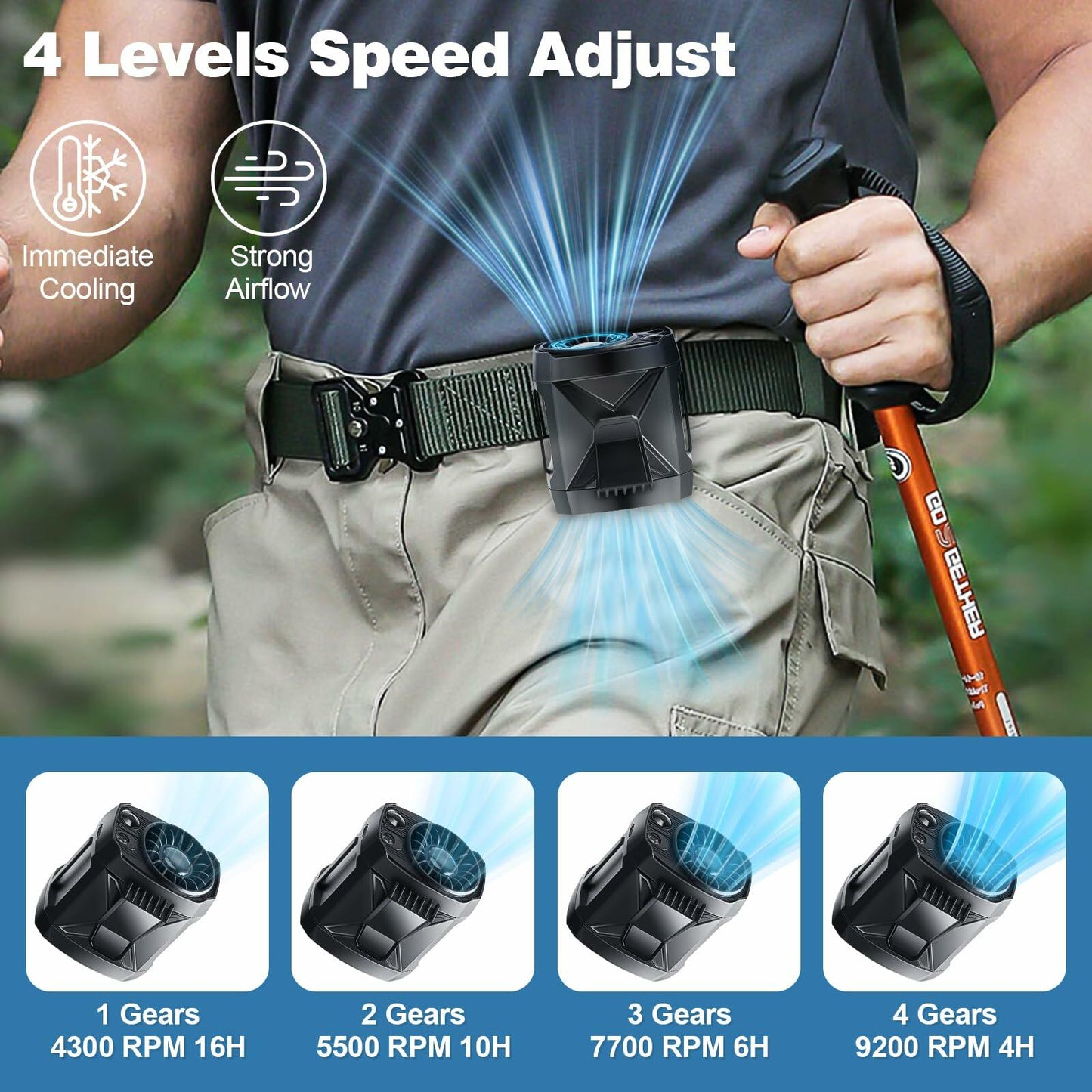 Hands-Free Neck Fan — Rechargeable, 4 Speeds, for Travel & Outdoor Use