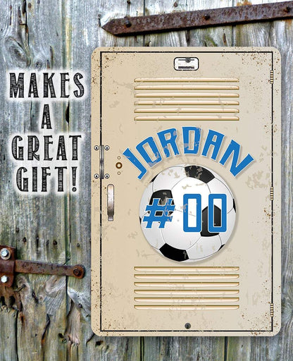 Personalized Soccer Metal Sign — Custom Name Locker & Room Decor