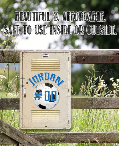 Personalized Soccer Metal Sign — Custom Name Locker & Room Decor