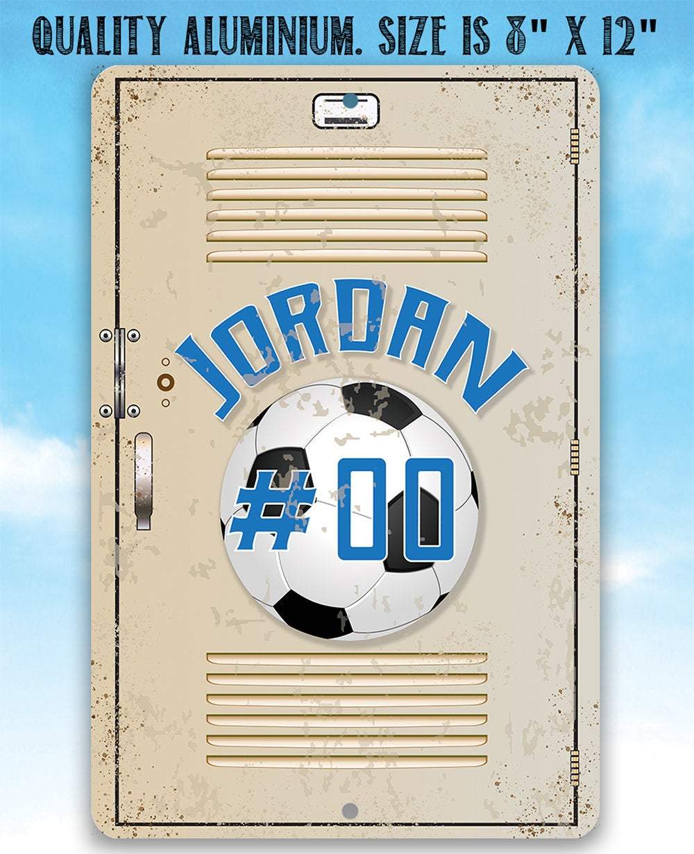 Personalized Soccer Metal Sign — Custom Name Locker & Room Decor