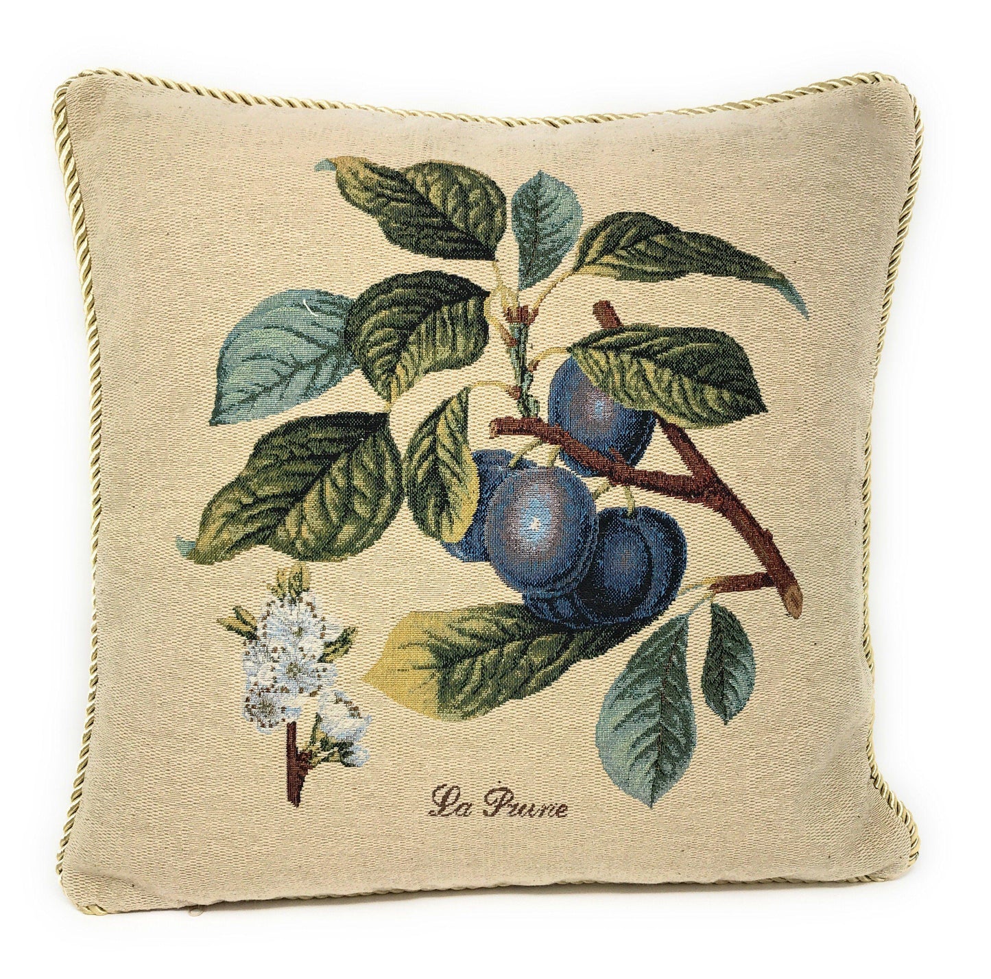 DaDa Bedding Set of 2-Pieces Sugar Plum Fruits Garden Tapestry Throw Pillow Covers w/ Inserts, 18" x 18"