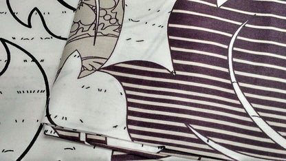 DaDa Bedding Paisley Grey Floral Leaves Fitted Sheet & Pillow Cases Set (FTS8197)