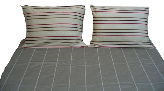 DaDa Bedding Solid Soft Multi Striped Fitted Sheet & Pillow Cases Set (FTS8293)