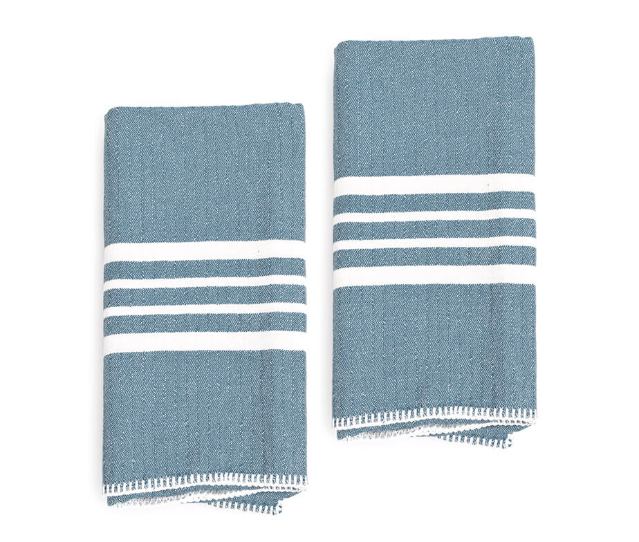 Farmhouse Hand Towels Set of 2 — Fringe-Free, Rustic Home Decor
