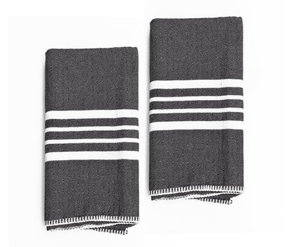 Farmhouse Hand Towels Set of 2 — Fringe-Free, Rustic Home Decor