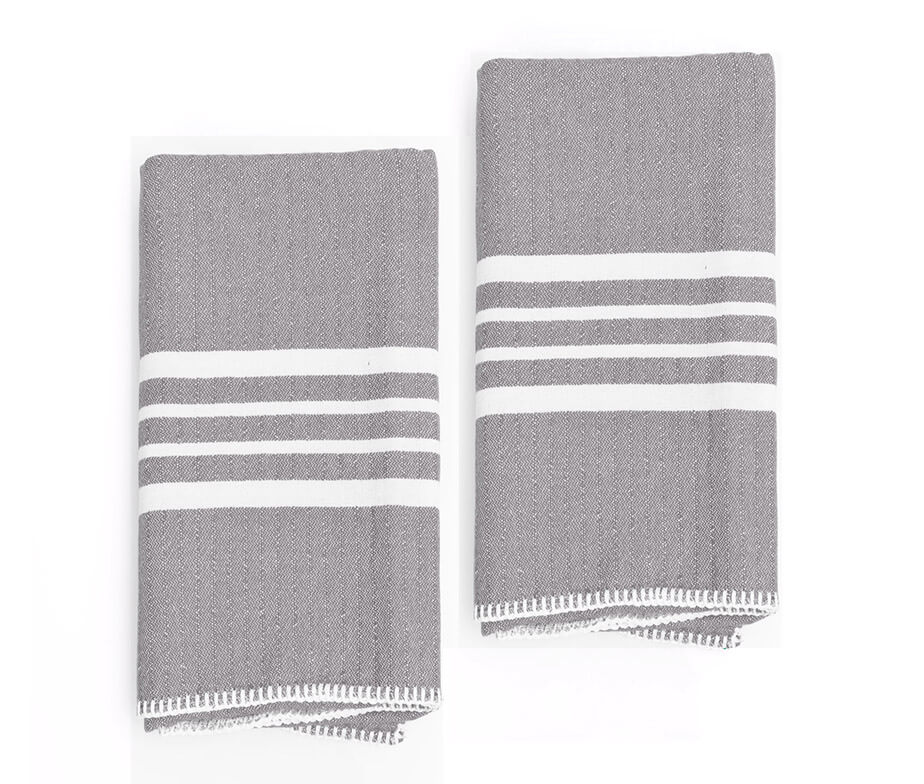 Farmhouse Hand Towels Set of 2 — Fringe-Free, Rustic Home Decor