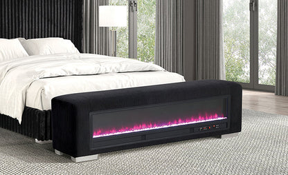 Elnath - Bench w/ Visual Crystal Fireplace