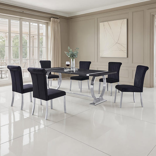 Horley - 80" Dining Table, Silver Frame