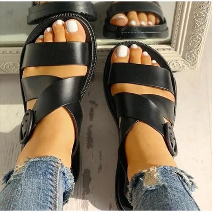 Womens Black Buckle Sandals Soft  Casual Thick Comfort Fashion Stylish Design Women Sandals