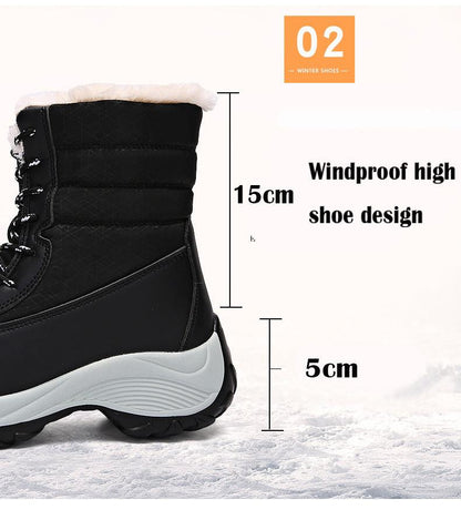 Womens Boots Waterproof Winter Shoes Snow Boots Keep Warm Ankle Winter Boots With Thick Fur Heels Women Ankle Hiking Shoes Waterproof Non Slip Warm Fur Outdoor Boots