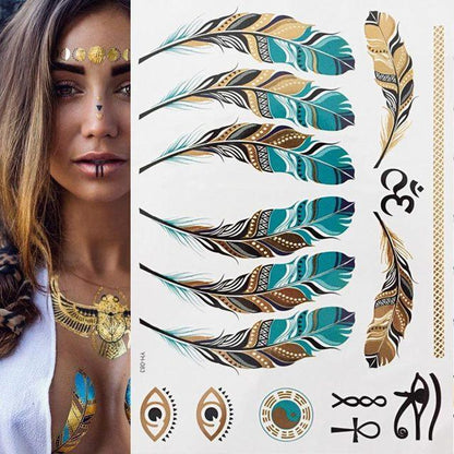 Womens Metallic Temporary Sticker Tattoos Gold Silver Waterproof Tattoos for Women